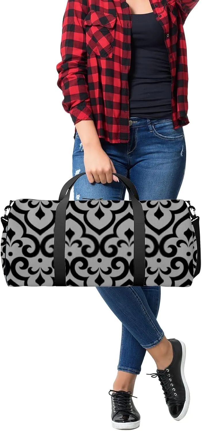 Abstract Pattern Arabian Style Seamless Background Sports Bag Tote Bag Waterproof Gym Bag with Shoulder Strap Zipper 2 Side Pockets for Men and Women, Travel and Storage Shoulder Bag.