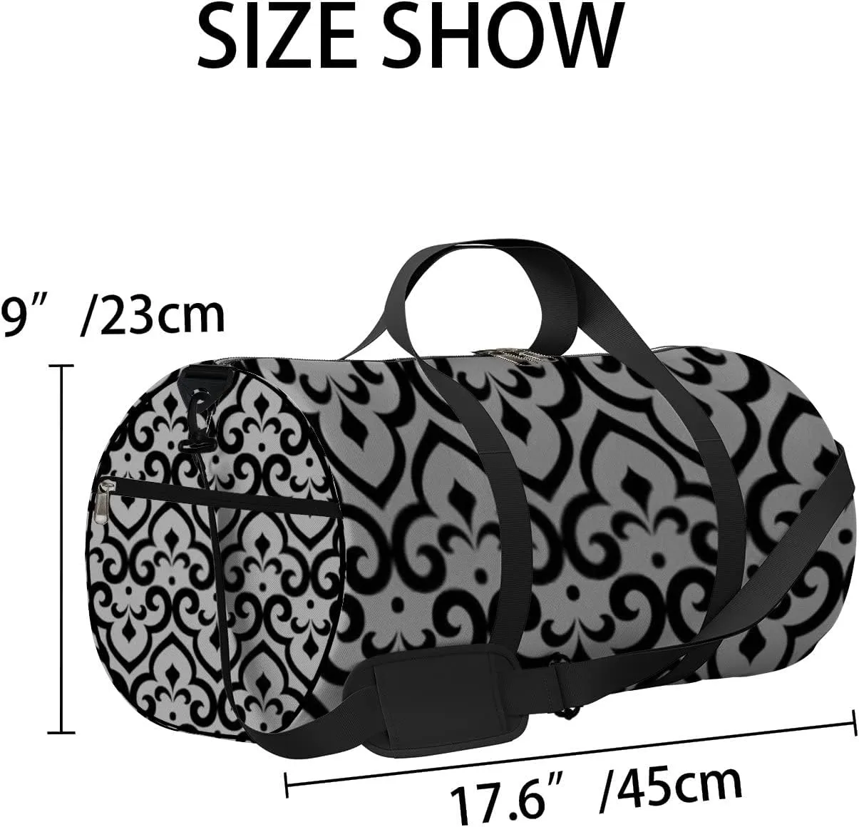 Abstract Pattern Arabian Style Seamless Background Sports Bag Tote Bag Waterproof Gym Bag with Shoulder Strap Zipper 2 Side Pockets for Men and Women, Travel and Storage Shoulder Bag.