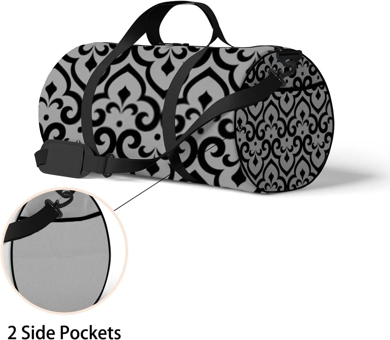 Abstract Pattern Arabian Style Seamless Background Sports Bag Tote Bag Waterproof Gym Bag with Shoulder Strap Zipper 2 Side Pockets for Men and Women, Travel and Storage Shoulder Bag.