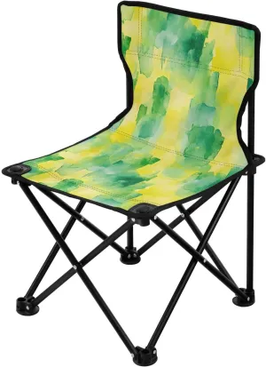 Abstract Watercolor Lemon Yellow Light Green Foldable Beach Chairs for Adults Lightweight Folding Backpack Chair Carry Bag Included Hiking Chairs Backpacking Ultralight for Hiking