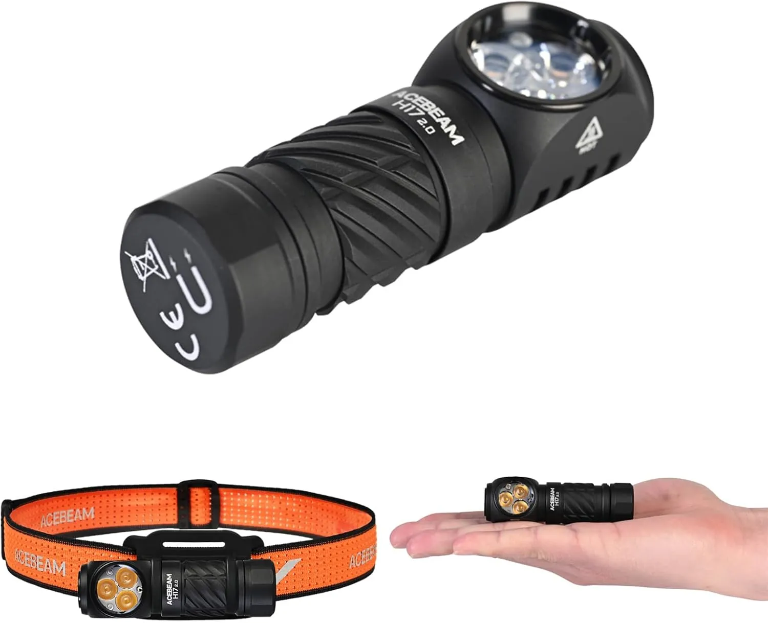 ACEBEAM H17 2.0 Rechargeable Headlamp Flashlight with Magnet and AUX Light, 2000 High Lumens LED Flashlight, 11 Modes EDC Pocket Size, Super Bright Small MINI Flash Light for Emergency,Working,Camping