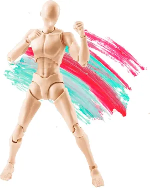 Action Figures PVC Model (Yellow Color) with Box Drawing Figure Models for Artists(Male)