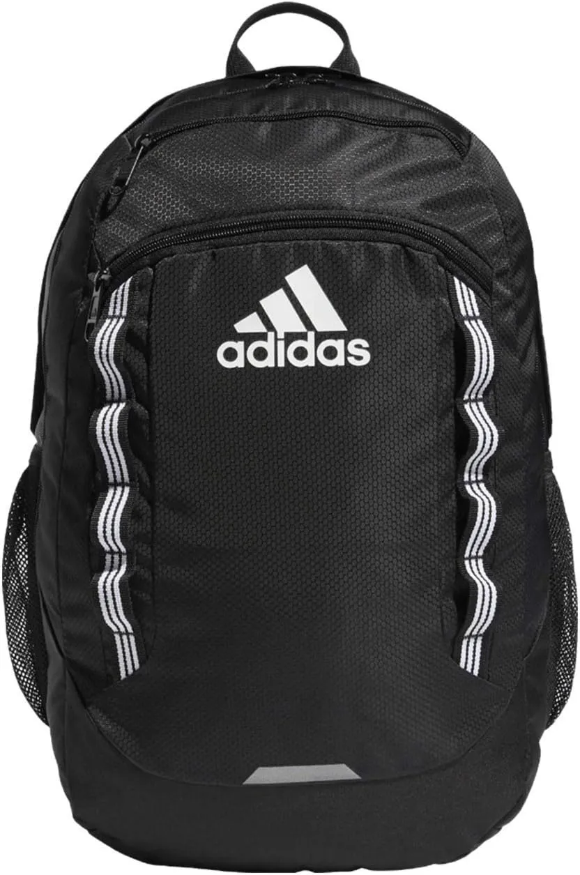 adidas Excel V Backpack, Black Black/White Webbing, One Size