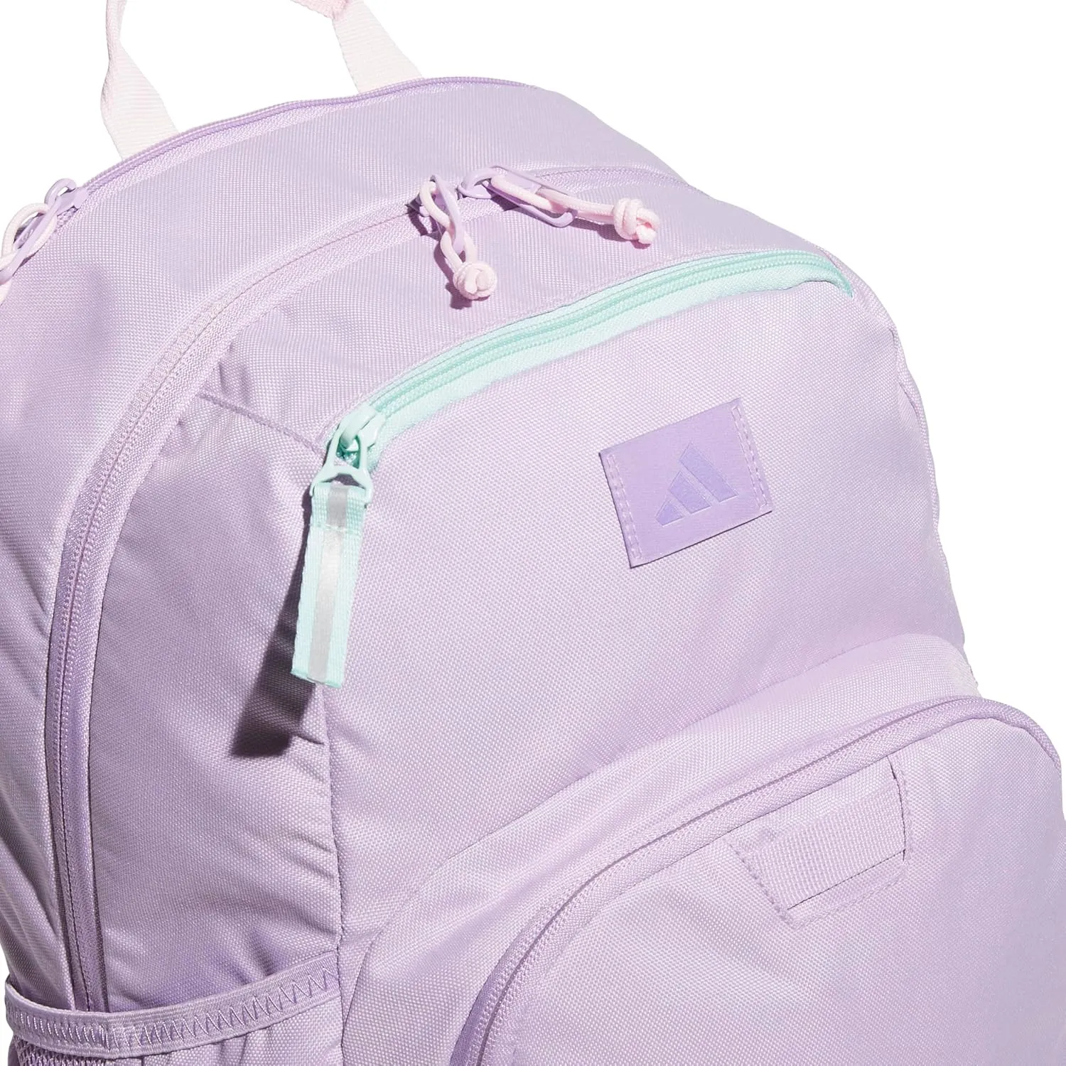 adidas Midway Small Backpack for Women and Men, Durable Laptop Bag, Powder Plum Purple/Clear Pink/Semi Flash Aqua Blue, One Size