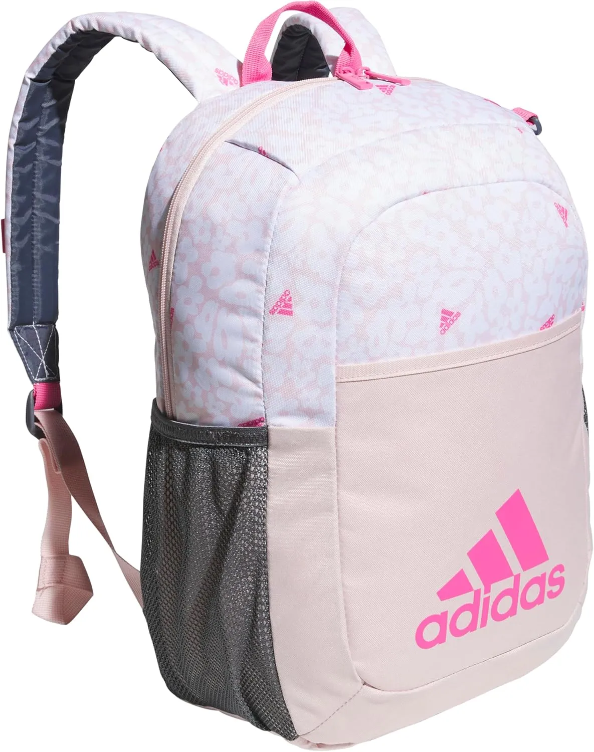 adidas Ready Small Backpack for Women and Men, Durable Laptop Bag for Work, Fluid Floral Sandy Pink/Pulse Magenta Pink, One Size