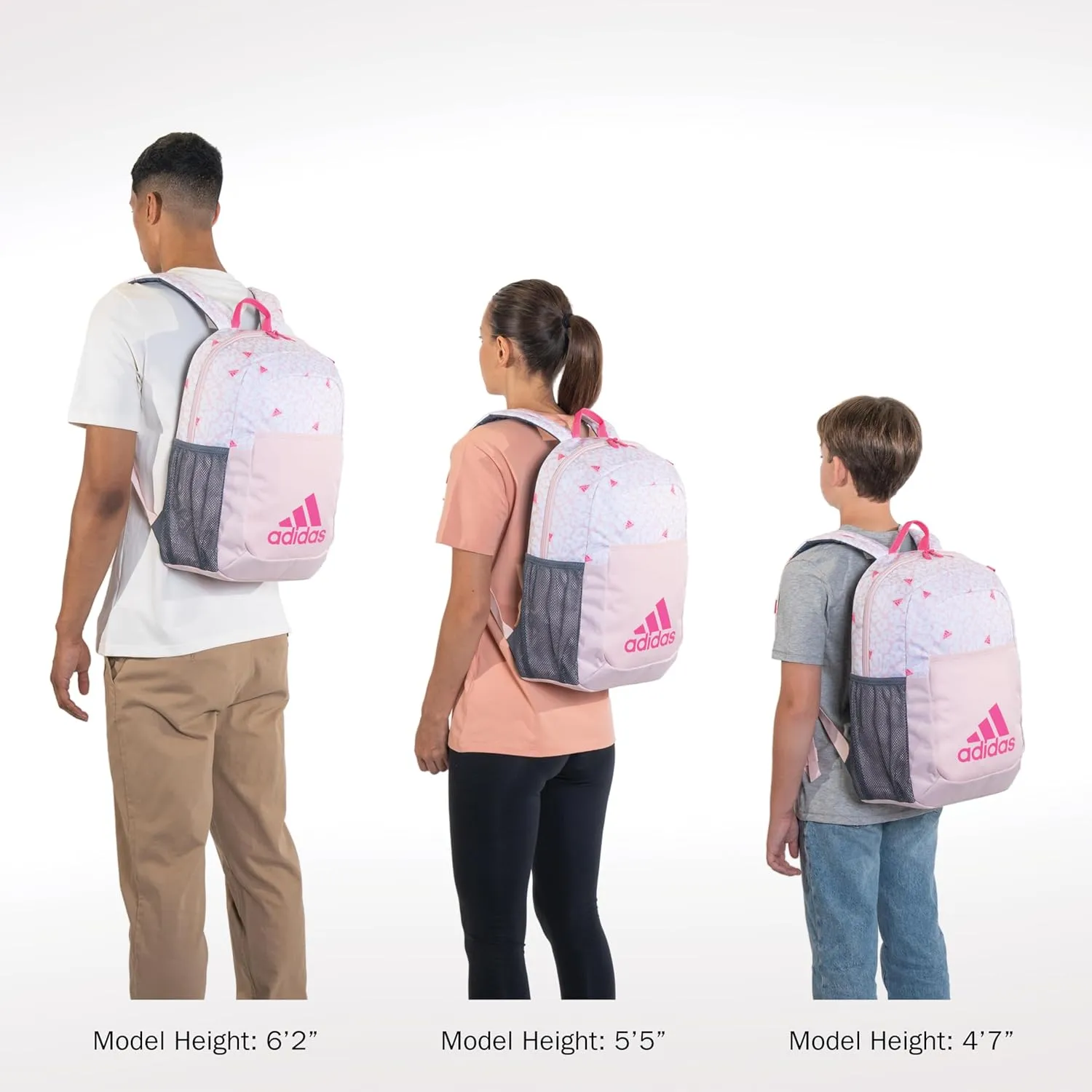 adidas Ready Small Backpack for Women and Men, Durable Laptop Bag for Work, Fluid Floral Sandy Pink/Pulse Magenta Pink, One Size
