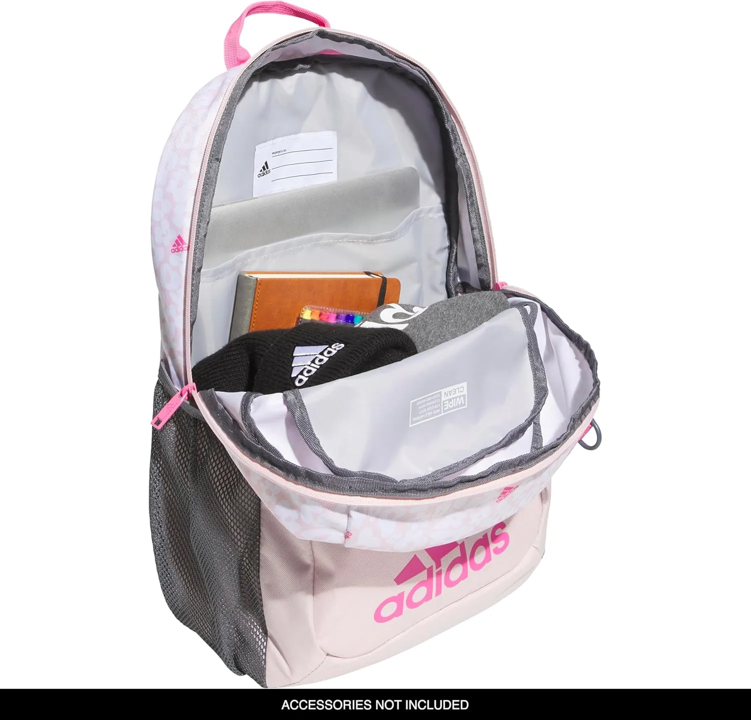 adidas Ready Small Backpack for Women and Men, Durable Laptop Bag for Work, Fluid Floral Sandy Pink/Pulse Magenta Pink, One Size