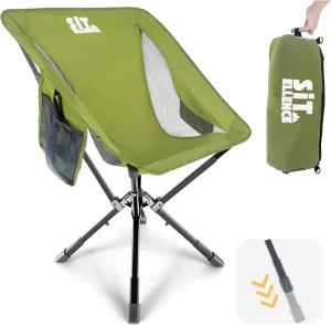 ADJ-S2 Portable Camping Chair - Adjustable Height Folding Chair, Compact Collapsible Chair Setup in 8s, Outdoor Chair for Camping, Beach, Sports/Music Events, Supports 330LBS - Green 2025 Edition