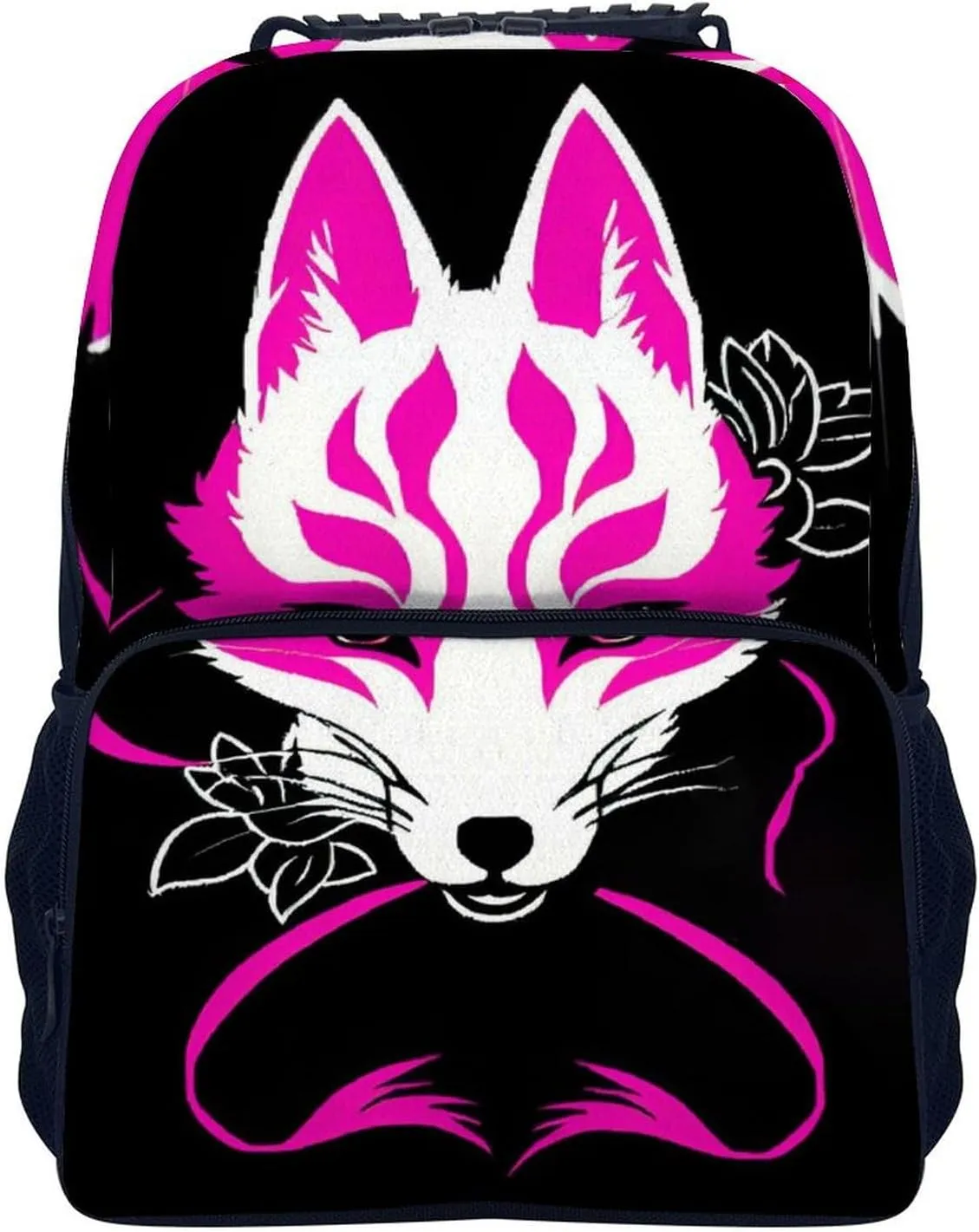 Adults Lightweight Japanese Kitsune Mask Art Rucksacks Large Capacity Bookbag With Adjustable Shoulder Straps for Trekking Outdoors Bicycle