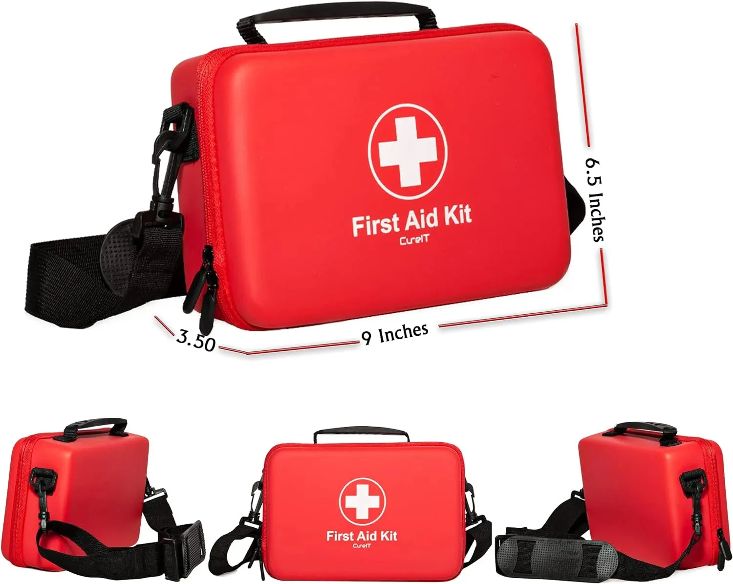 Adventure-Ready EVA Hard Case First Aid Kit with Shoulder Strap | Durable Emergency Medical Kit for Survival & Travel