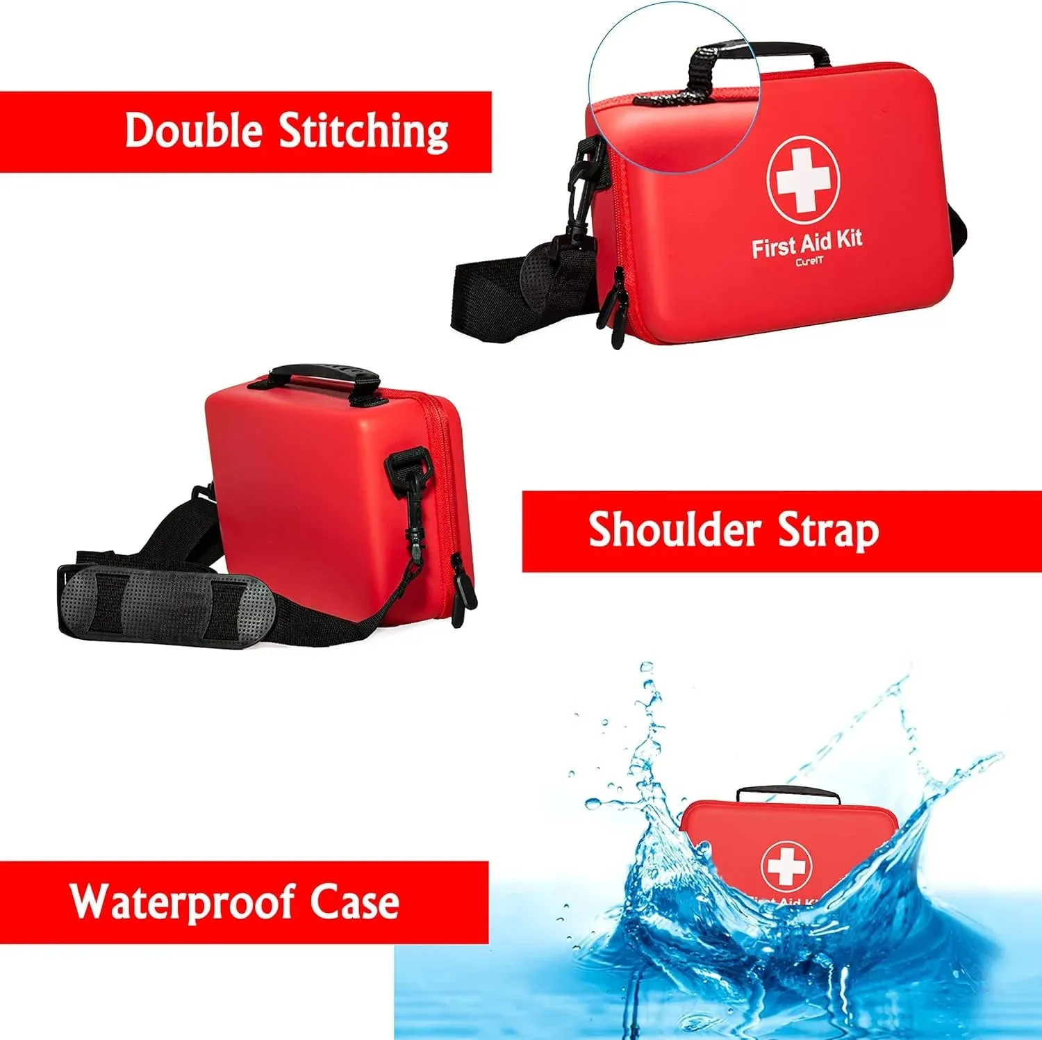 Adventure-Ready EVA Hard Case First Aid Kit with Shoulder Strap | Durable Emergency Medical Kit for Survival & Travel
