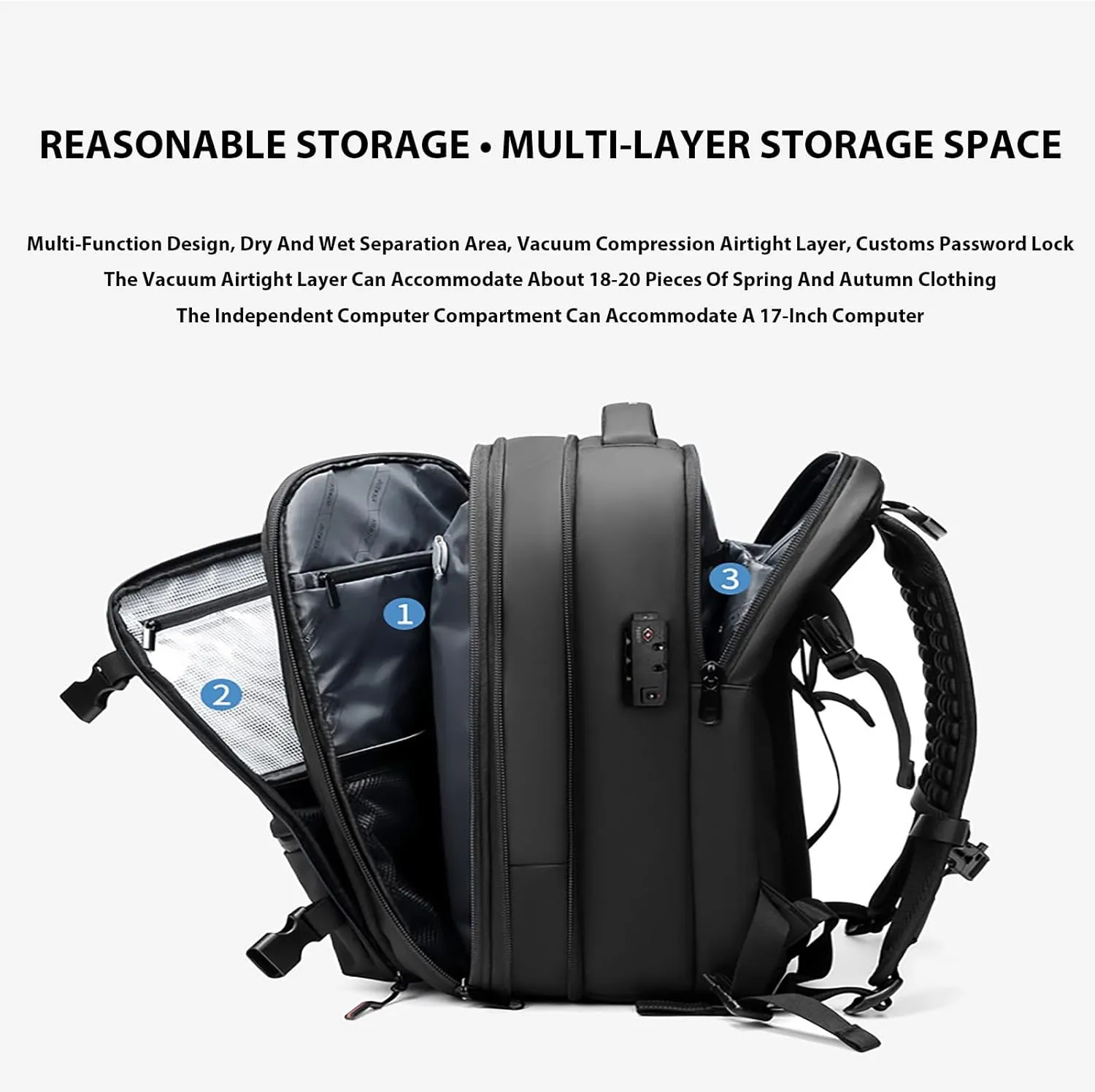Aeropack Backpack, Aeropack Vacuum Compression Backpack, Air Vacuum Backpack for Travel, 60L Expandable Travel Backpack (black)