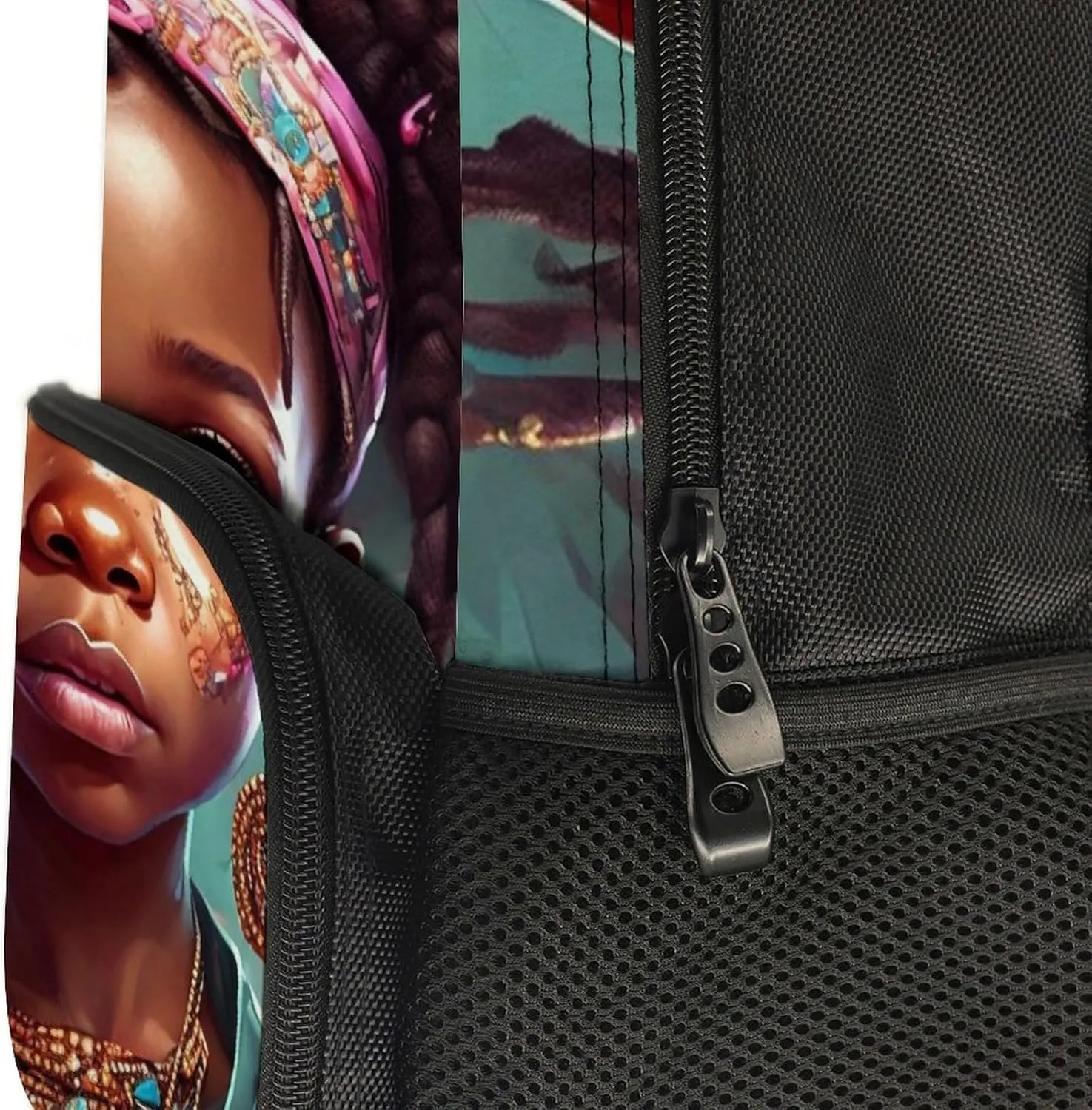 Afro Women African American Black Woman Art Shoulder Book Bags Polyester Multipurpose Anti-Theft Carry On Bag Large Capacity Travel Hiking & Camping Rucksack