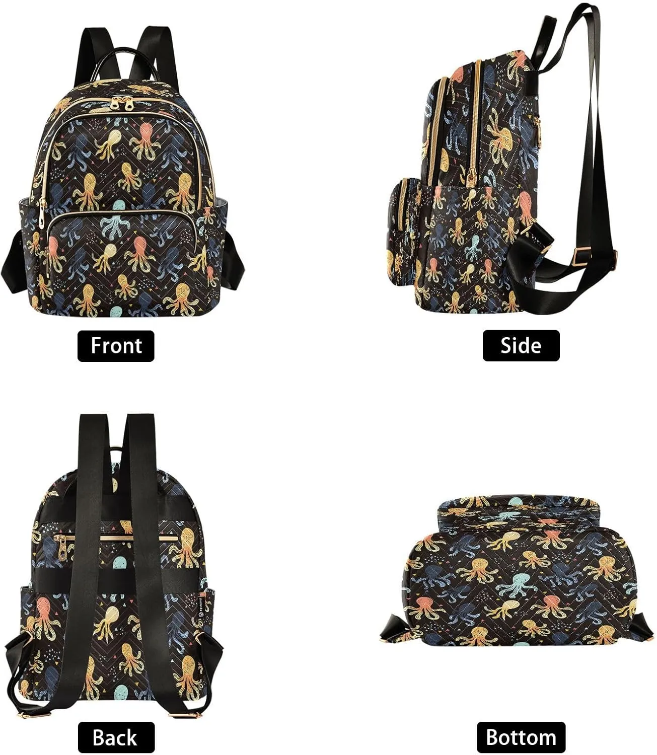 ALAZA Colorful Octopus Pattern Mini Backpack Purse for Women Travel Bag Lightweight Shoulder Bag Fashion Daypack