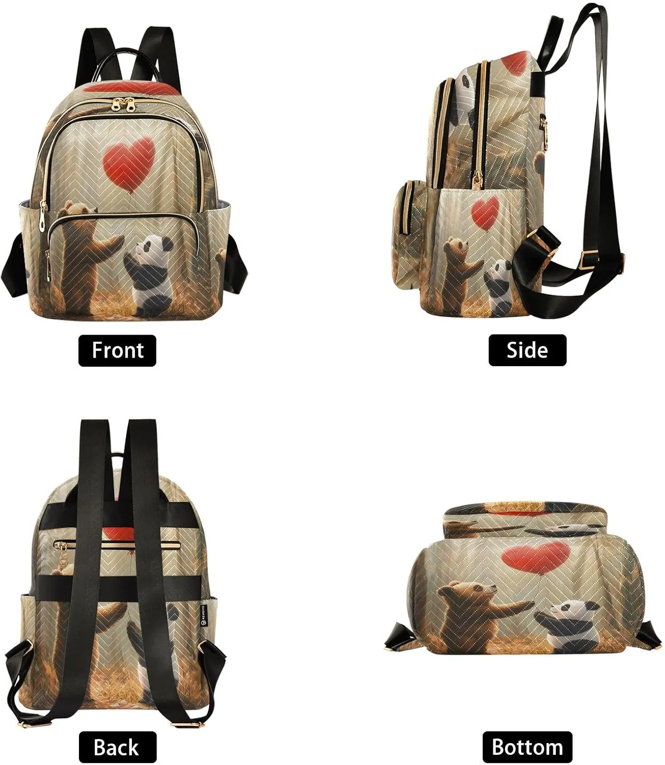 ALAZA Love Balloon Panda Bear Mini Backpack Purse for Women Travel Bag Lightweight Shoulder Bag Fashion Daypack