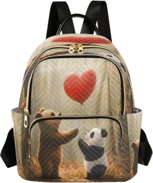 ALAZA Love Balloon Panda Bear Mini Backpack Purse for Women Travel Bag Lightweight Shoulder Bag Fashion Daypack