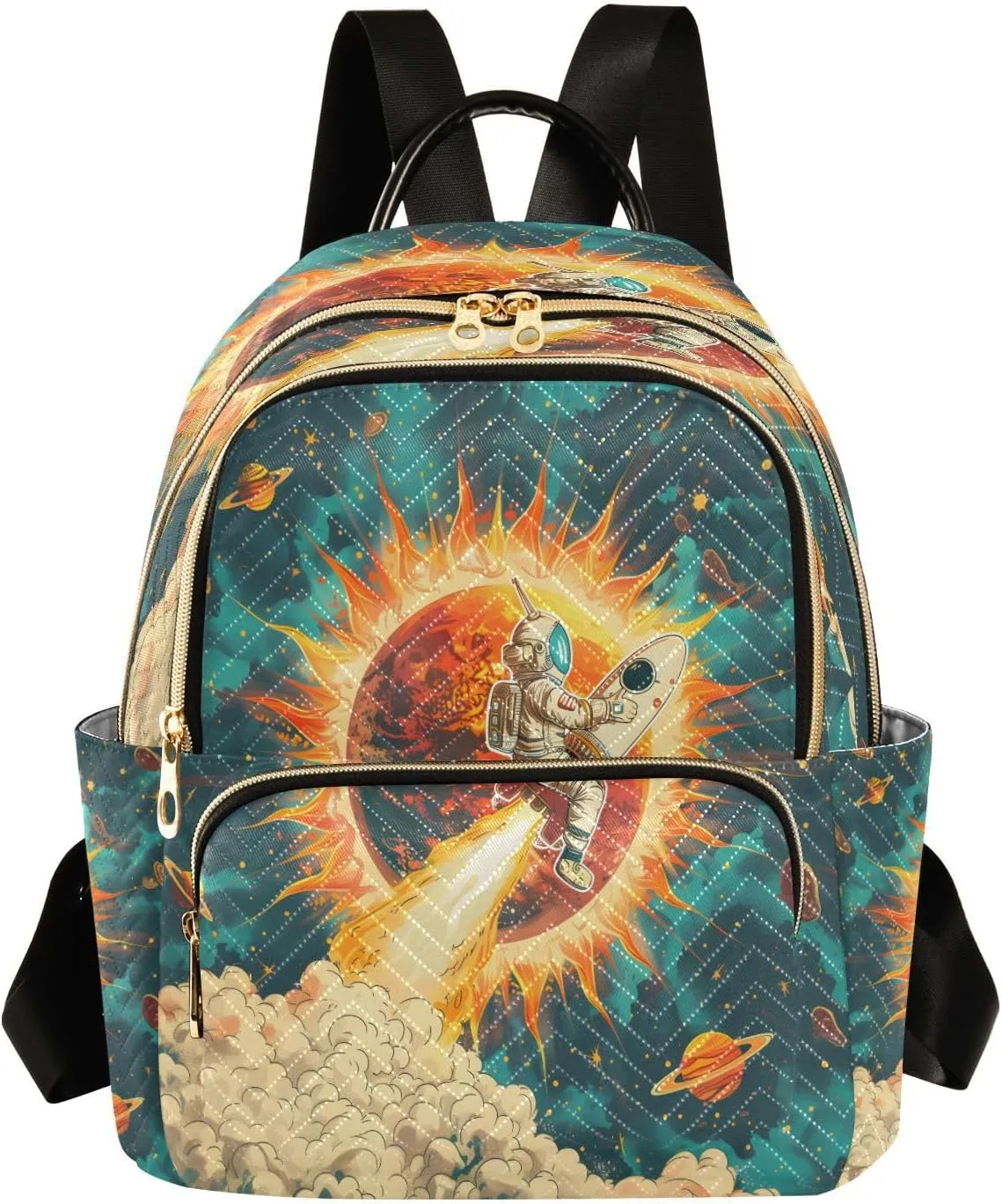 ALAZA Milky Way Sun Space Rocket Small Backpack Purse for Women Travel Bag Lightweight Shoulder Bag Fashion Daypack