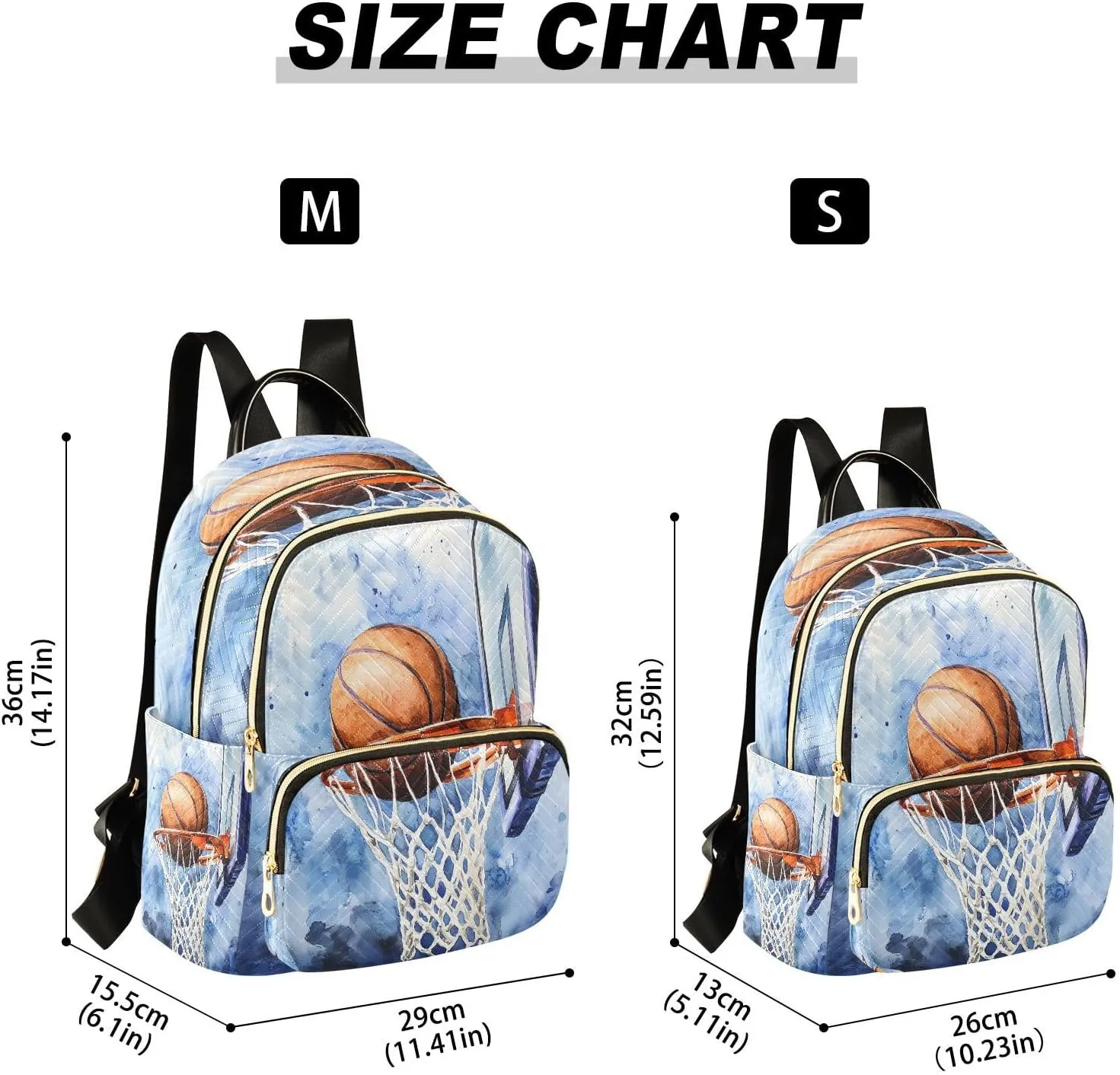 ALAZA Mini Backpack for Women Watercolor Basketball Basket Travel Backpack Purse for Ladies Handbag Shoulder Bag Casual Daypack, M