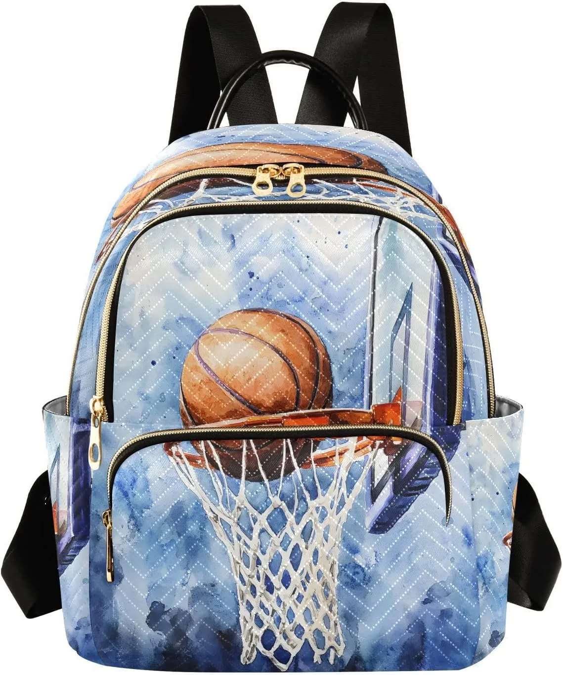 ALAZA Mini Backpack for Women Watercolor Basketball Basket Travel Backpack Purse for Ladies Handbag Shoulder Bag Casual Daypack, M