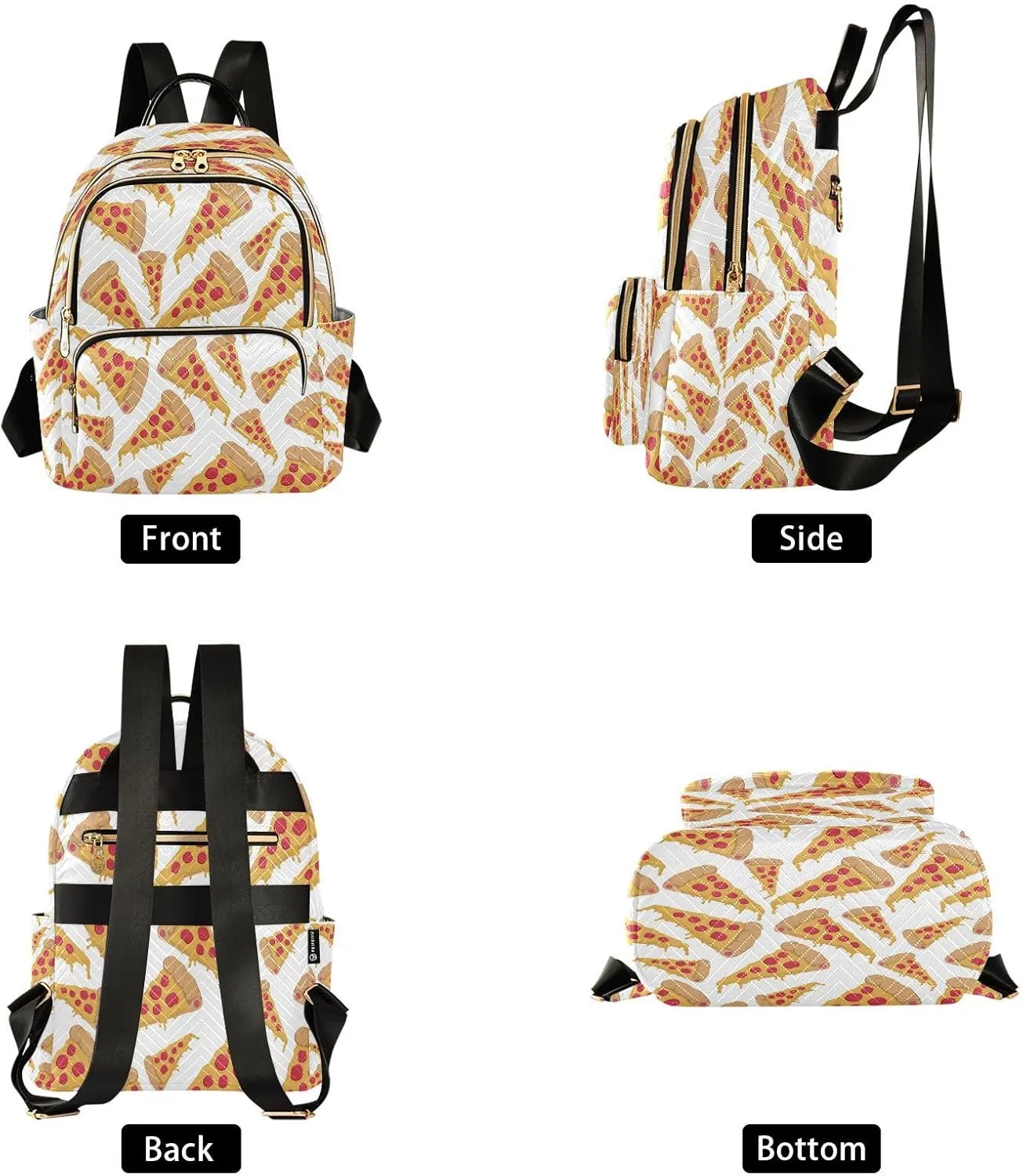 ALAZA Pizza White Women Backpack Purse Ladies Fashion Shoulder Bag Daypack Travel Bag 10L