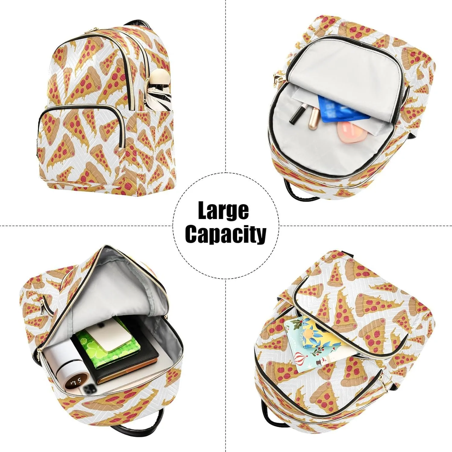 ALAZA Pizza White Women Backpack Purse Ladies Fashion Shoulder Bag Daypack Travel Bag 10L