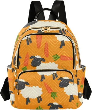 ALAZA Sheep Eating Carrots Carrots Mini Backpack Purse for Women Travel Bag Lightweight Shoulder Bag Fashion Daypack