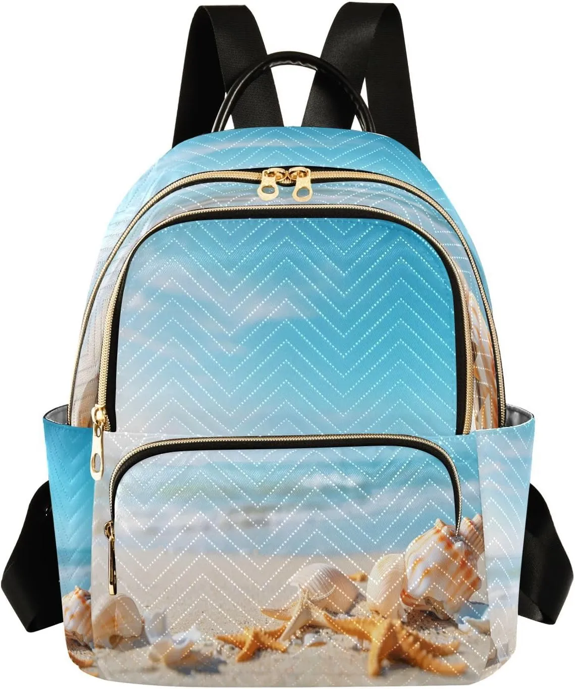 ALAZA Shells Beaches Seashores Mini Backpack Purse for Women Travel Bag Lightweight Shoulder Bag Fashion Daypack