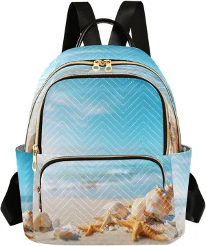 ALAZA Shells Beaches Seashores Mini Backpack Purse for Women Travel Bag Lightweight Shoulder Bag Fashion Daypack