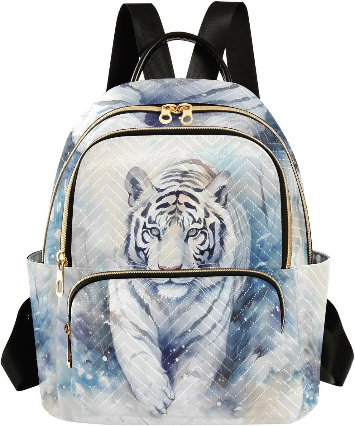 ALAZA Watercolor White Tiger Small Backpack Purse for Women Travel Bag Lightweight Shoulder Bag Fashion Daypack