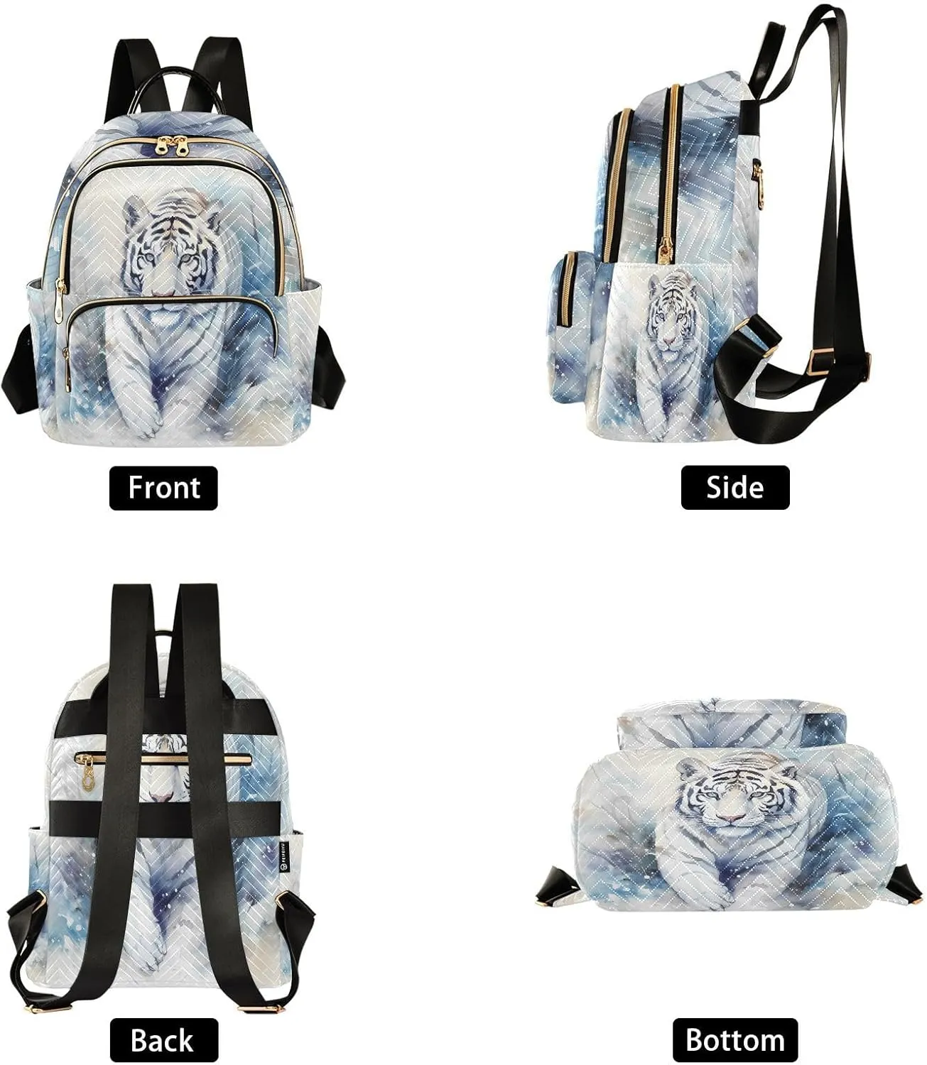 ALAZA Watercolor White Tiger Small Backpack Purse for Women Travel Bag Lightweight Shoulder Bag Fashion Daypack