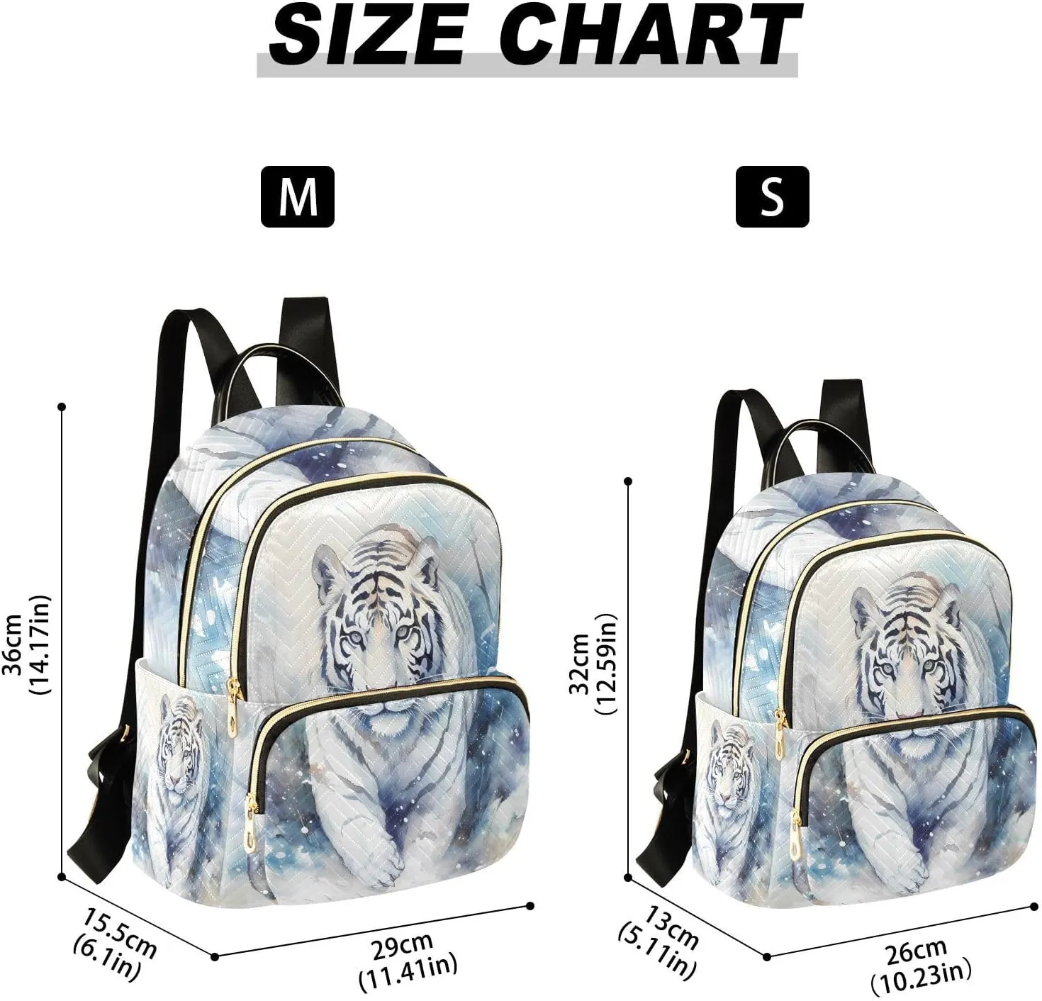 ALAZA Watercolor White Tiger Small Backpack Purse for Women Travel Bag Lightweight Shoulder Bag Fashion Daypack