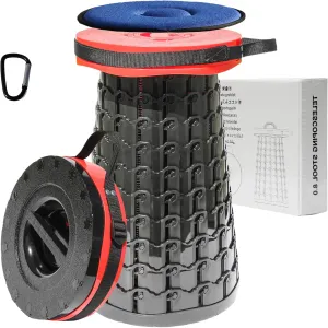 ALEVMOOM Upgraded XXL 50 Portable Collapsible Stool with Cushion,Telescoping Folding Stool for Adults,Yet More Sturdy Camping Stool with Load Capacity 1000lbs,for Outdoor Garden Hiking BBQ Red