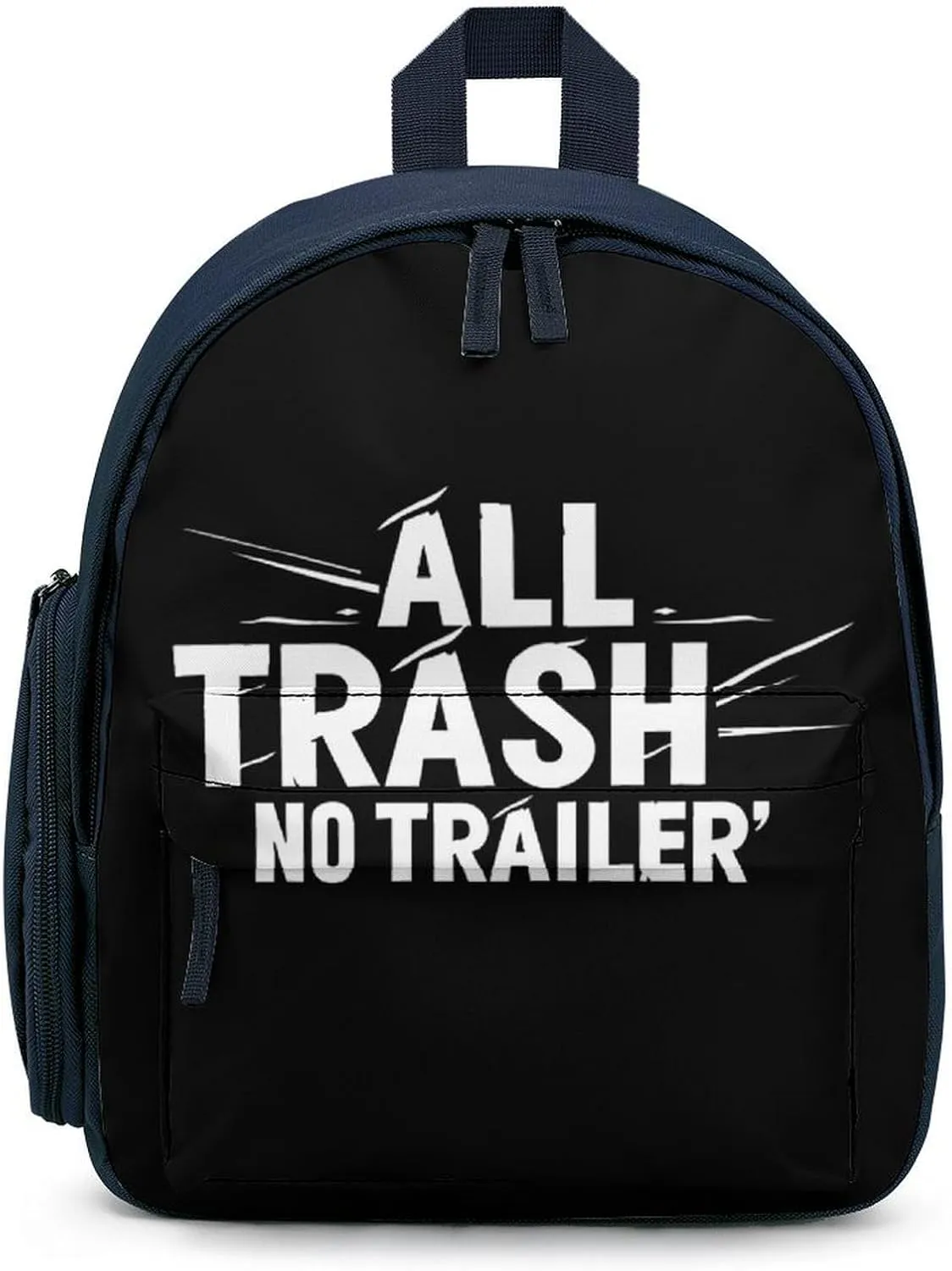 All Trash No Trailer Small Basic Backpack Casual Lightweight Bag Cute Print Travel Blue-style