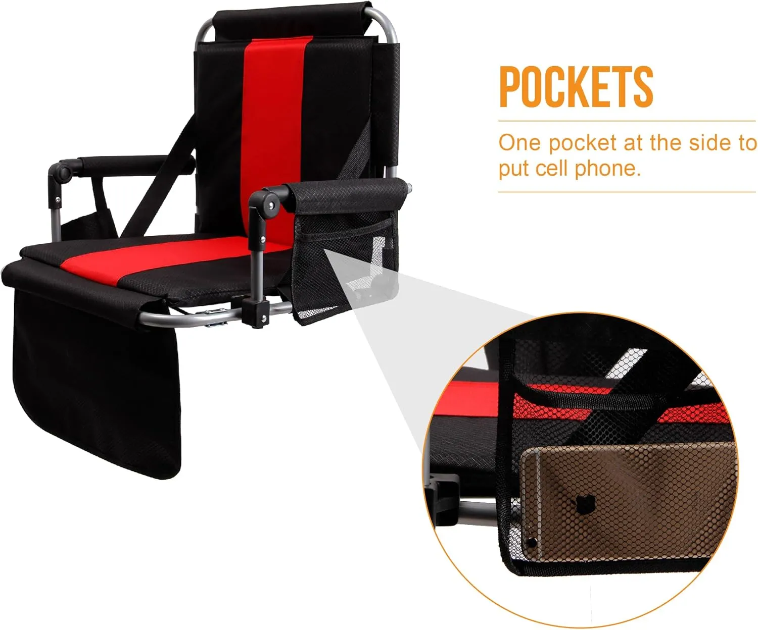 ALPHA CAMP Stadium Seat Padded Chair for Bleachers with Back& Arm Rest