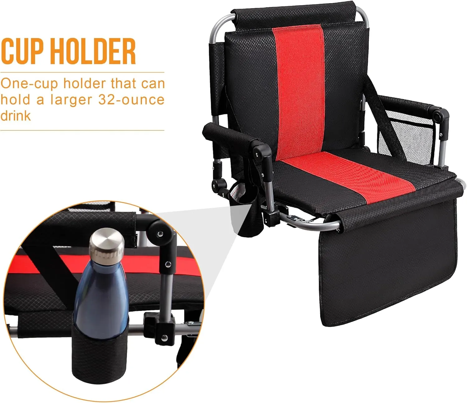 ALPHA CAMP Stadium Seat Padded Chair for Bleachers with Back& Arm Rest