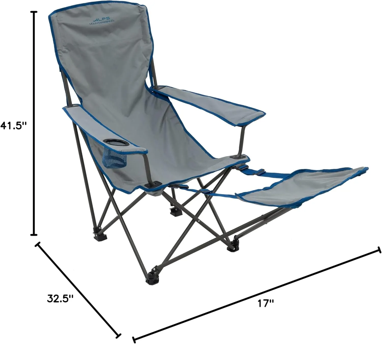 ALPS Mountaineering Escape Lounge Camping Chairs for Adults with Footrest and Adjustable Armrests, Sturdy Steel Frame, Compact Foldable Design, and Carry Bag
