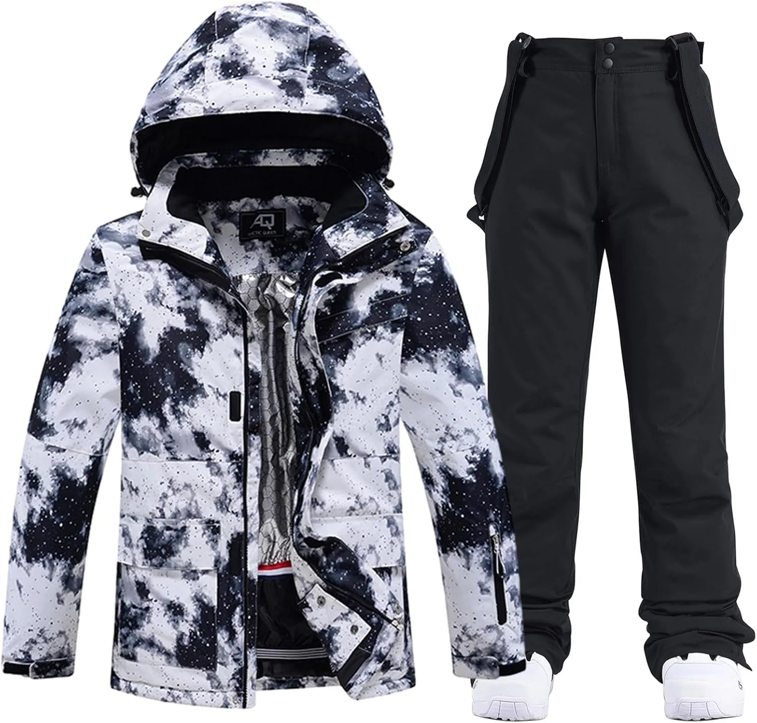 ALSOGO Women's Ski Jackets and Pants Insulated Suits Snowboarding Snowsuit Coat Warm Hooded Waterproof Windproof