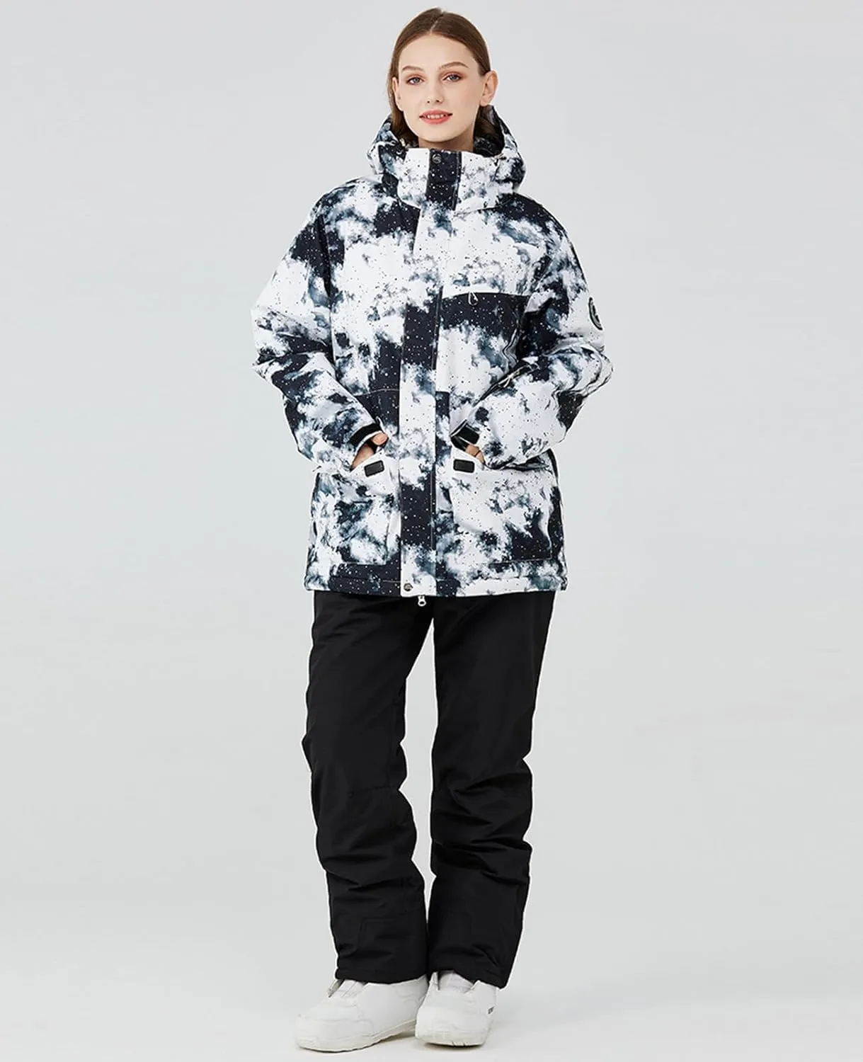 ALSOGO Women's Ski Jackets and Pants Insulated Suits Snowboarding Snowsuit Coat Warm Hooded Waterproof Windproof