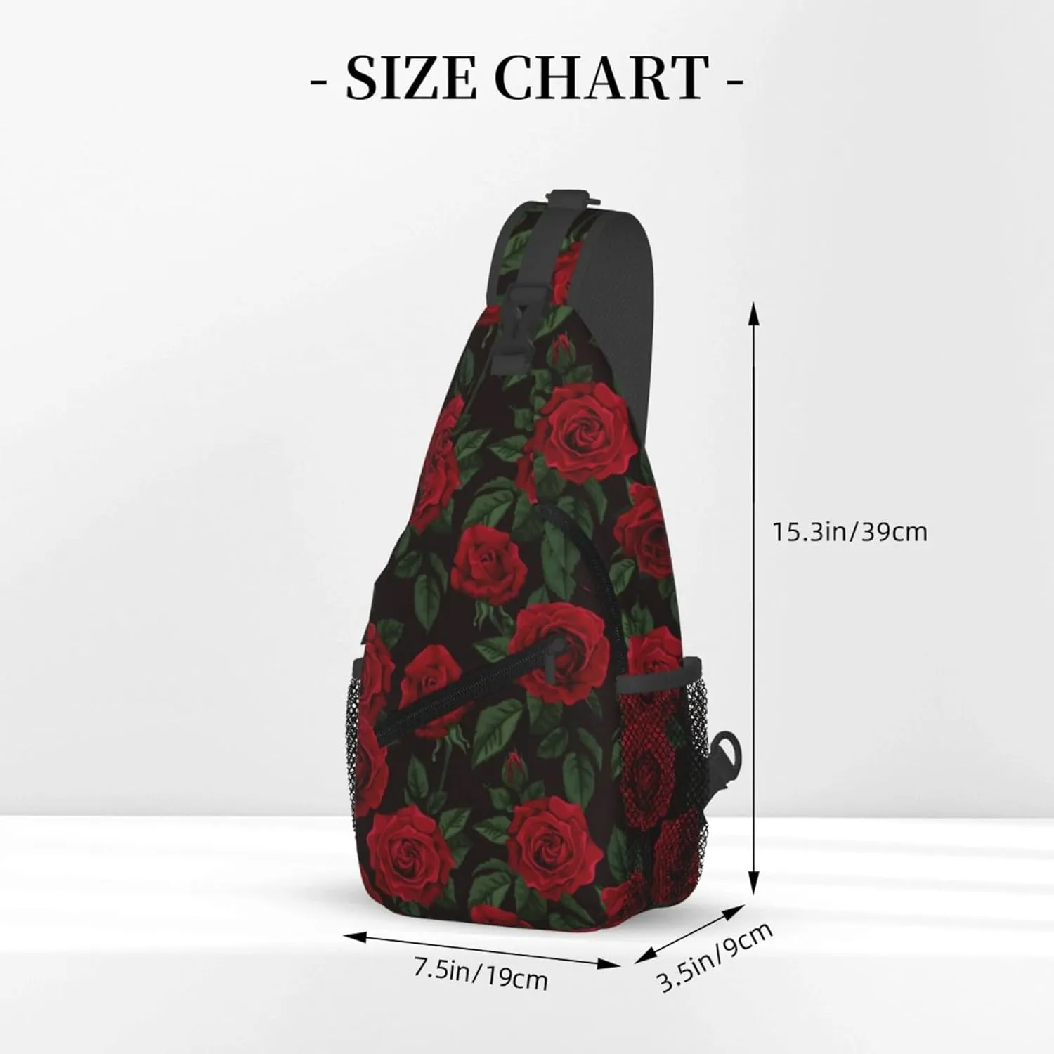 AMRANDOM valentines red rose flowers floral Crossbody Sling Bag Chest Bag for Men Women