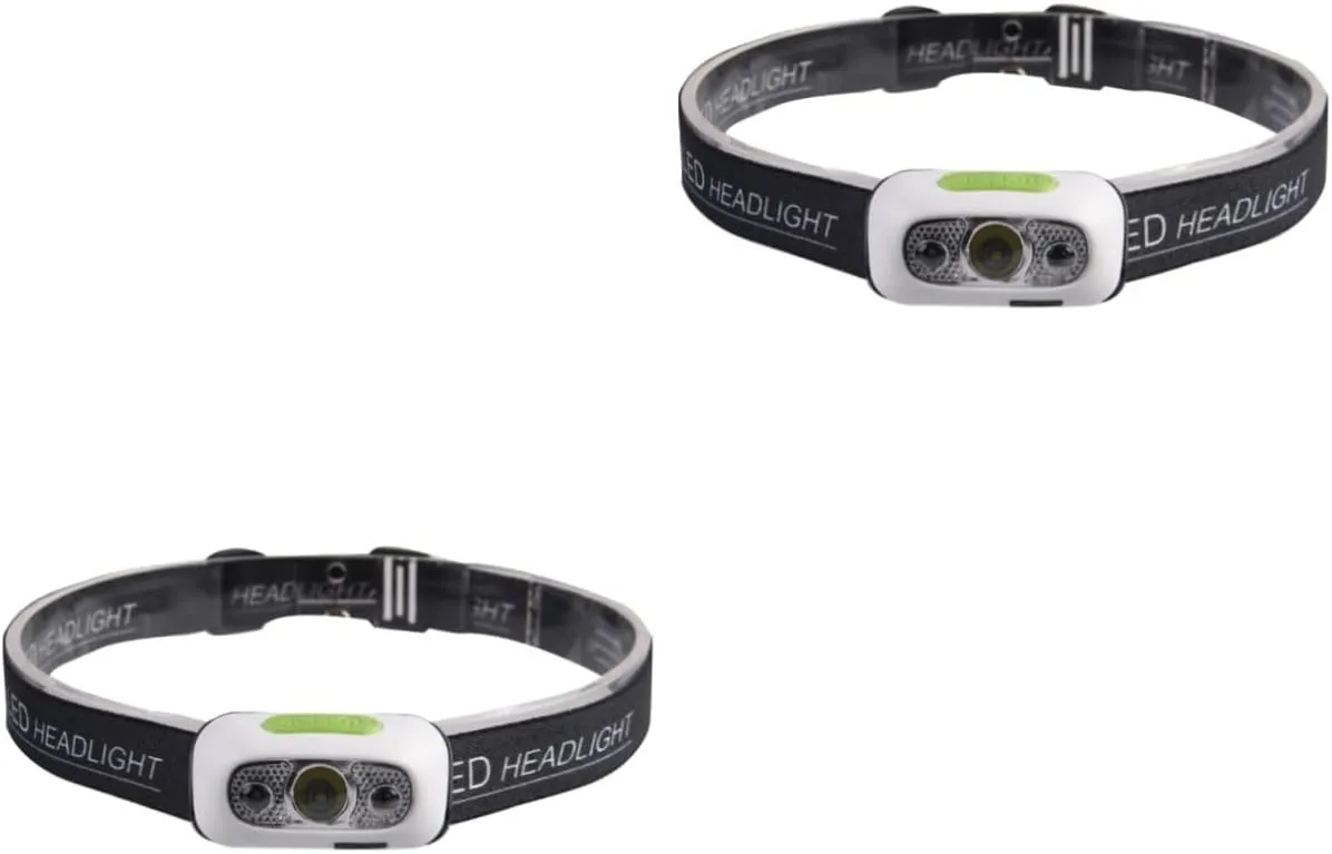 Angoily 2pcs Flashlight Rechargeable Headlamp for Camping Hiking Bike Outdoor with Motion Sensor Mini 5 Bright Levels