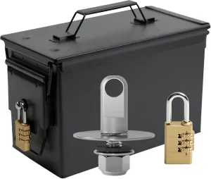 Aolamegs 50 Cal Ammo Can – Locking Hardware Kit and Stainless Steel Padlock，Ammo Box Military & Army M2A1