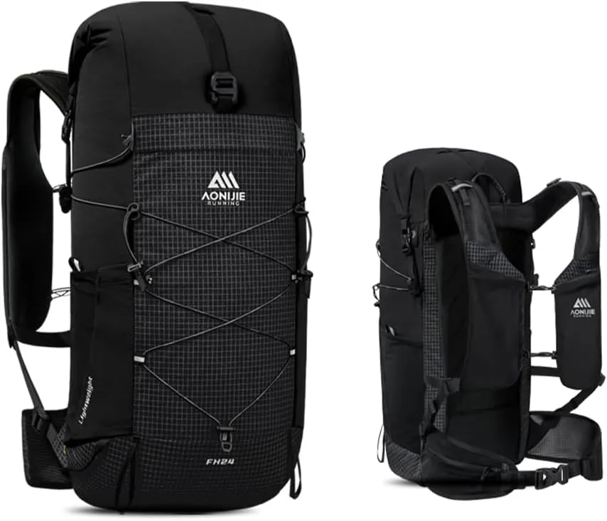 AONIJIE Hiking Backpack 30L Breathable and Adjustable Outdoor Hydration Camping Daypack for Backpacking Travel, Climbing (24L-Black)