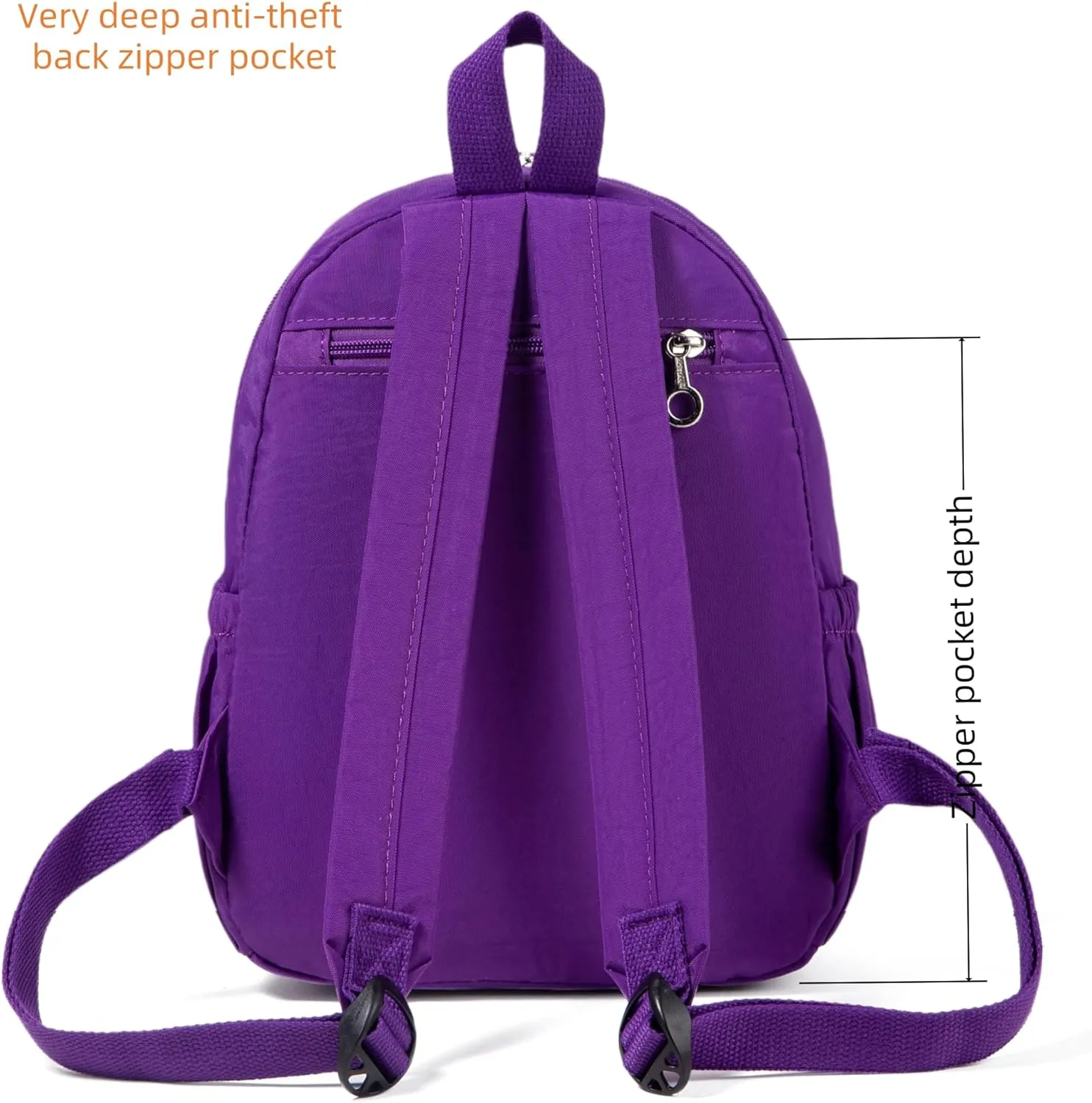 AOTIAN Mini Lightweight 11.8 Inch Backpack Durable Travel Hiking Women and Girls Small Daypack, 7 Liters Dark Violet Purple