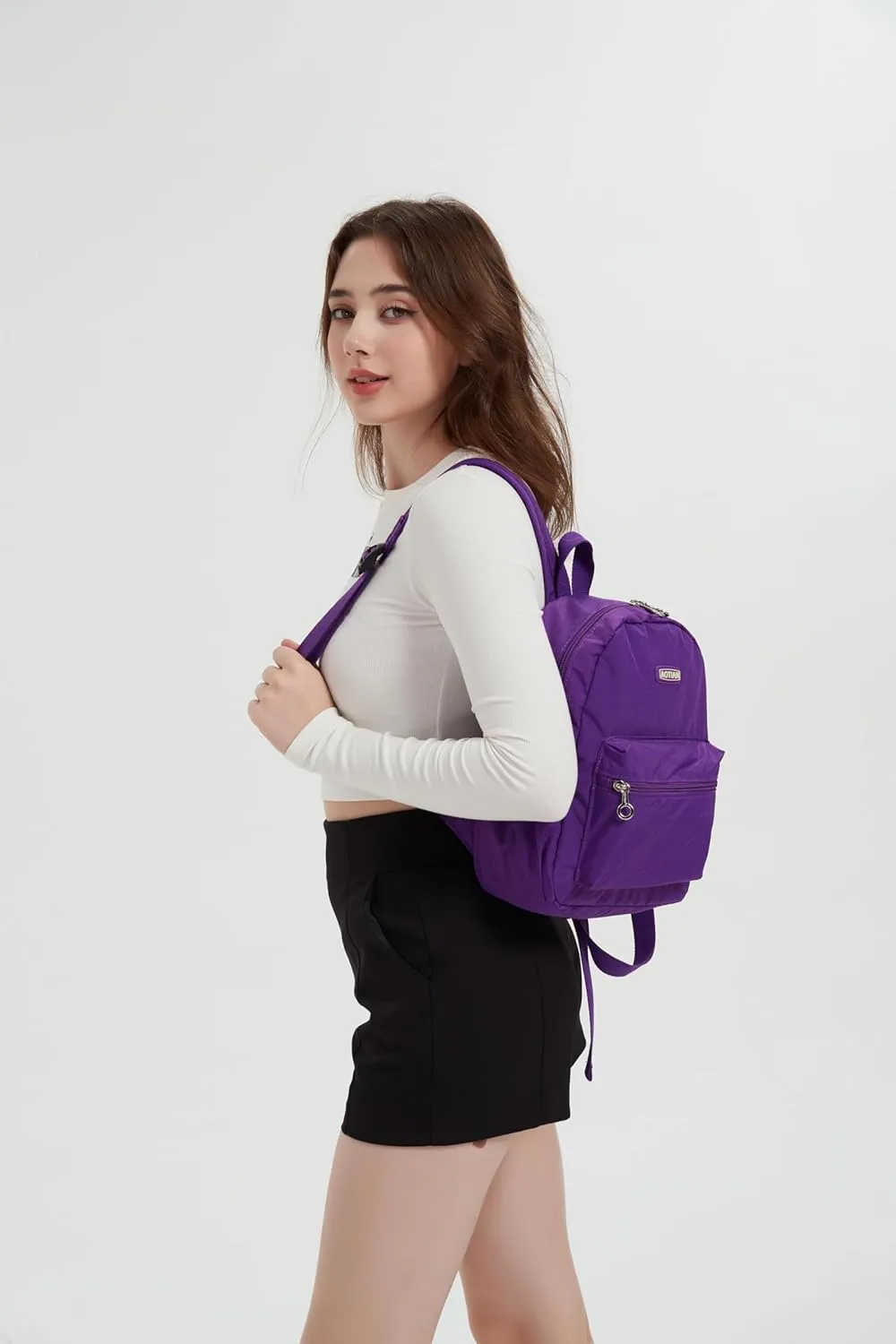 AOTIAN Mini Lightweight 11.8 Inch Backpack Durable Travel Hiking Women and Girls Small Daypack, 7 Liters Dark Violet Purple