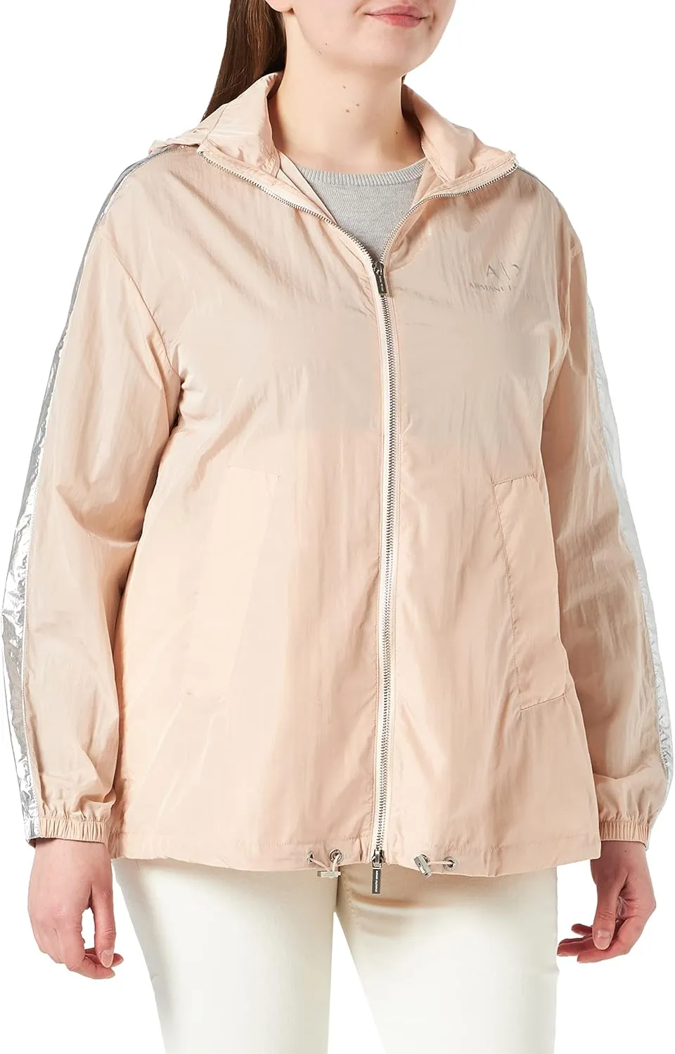 Armani Exchange Women's Water Repellent Nylon Jacket, Packable to Backpack
