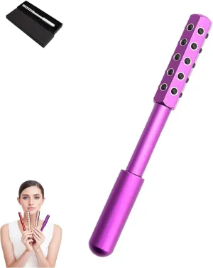 Arrily Face Roller, Germanium Stone Beauty Roller, Face Lifting & Cooling Massager, Ergonomic Handle for Facial Sculpting, Travel-Friendly Skincare Tool (Purple)