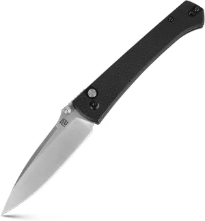 ARTISANCUTLERY Folding Pocket Knife Andromeda(1856P) EDC Small Foldable Button Lock Knife AR-RPM9 Steel Blade and G10 Handle Black Outdoor for Men Women for Gift
