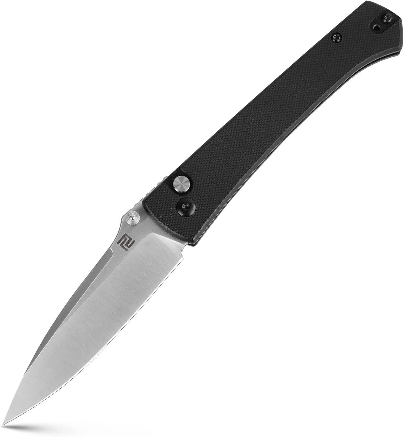 ARTISANCUTLERY Folding Pocket Knife Andromeda(1856P) EDC Small Foldable Button Lock Knife AR-RPM9 Steel Blade and G10 Handle Black Outdoor for Men Women for Gift