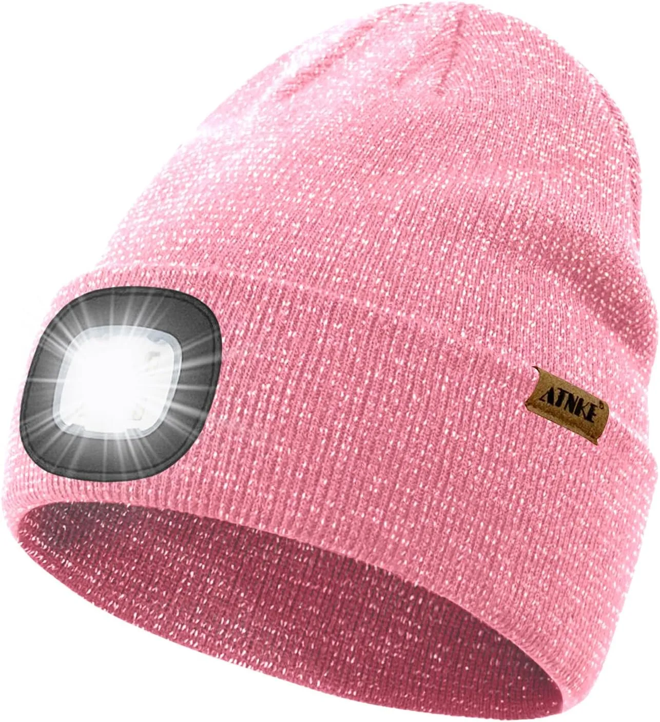 ATNKE LED Lighted Beanie Cap,USB Rechargeable 4 LED Running Headlamp Bright Hat with Light Tech Gifts for Men and Women