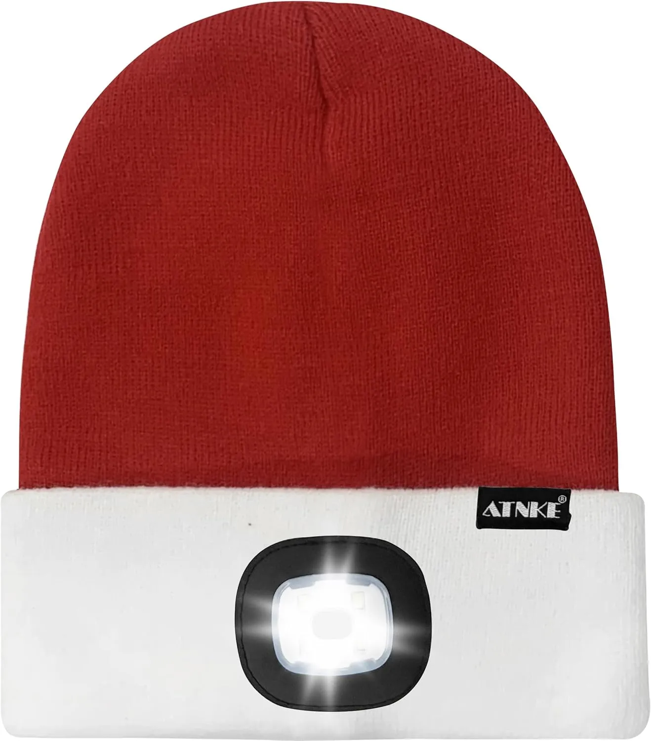 ATNKE LED Lighted Beanie Hat,USB Rechargeable 4 LED Running Headlamp Lined Fleece Cap with Light Gift for Men and Women